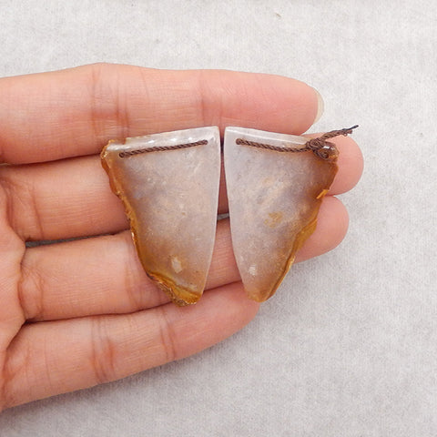 New Nugget Natural Indonesian Coral Double Holes Gemstone Earrings Beads, 36x24x4mm, 10.2g