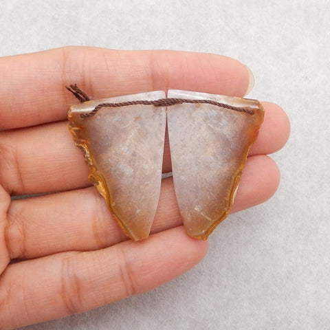 New Nugget Natural Indonesian Coral Double Holes Gemstone Earrings Beads, 36x24x4mm, 10.2g