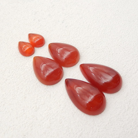 1 Pair Natural Red Agate Teardrop Gemstone Earring Beads, Drilled Cabochons, Flatback Earring Pair