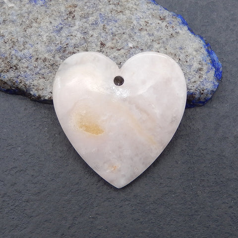 New Natural Pink Opal Heart Gemstone Pendant Bead, Popular Drilled Pendant For DIY Making,Gemstone For Jewelry Making, 39×38×6mm, 10.9g