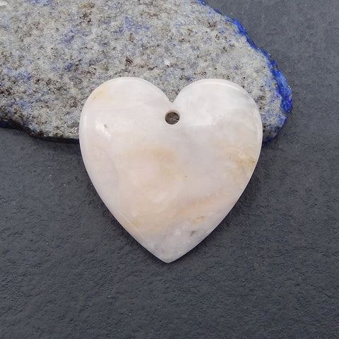 New Natural Pink Opal Heart Gemstone Pendant Bead, Popular Drilled Pendant For DIY Making,Gemstone For Jewelry Making, 39×38×6mm, 10.9g