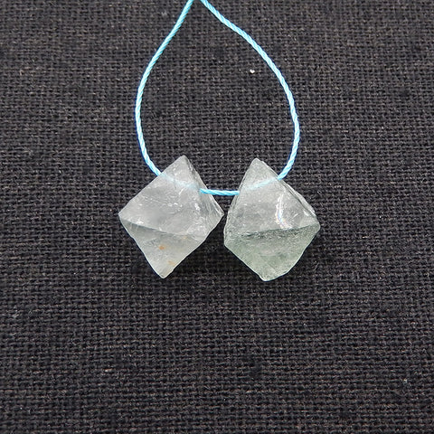 Paire de cabochons de pierres précieuses de fluorite, pépite naturelle, 14x11 mm, 3,5 g