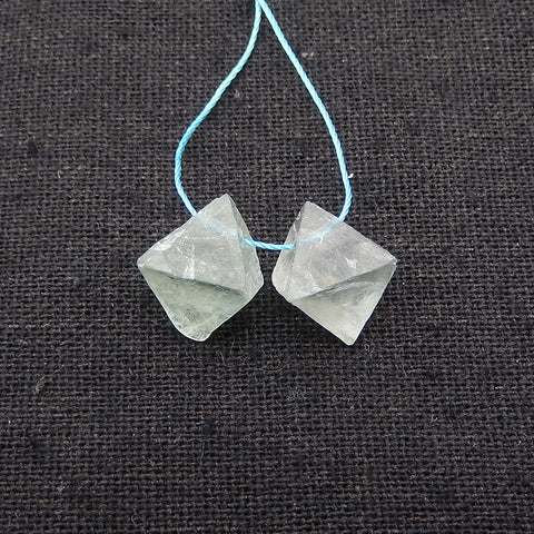 Paire de cabochons de pierres précieuses de fluorite, pépite naturelle, 14x11 mm, 3,5 g