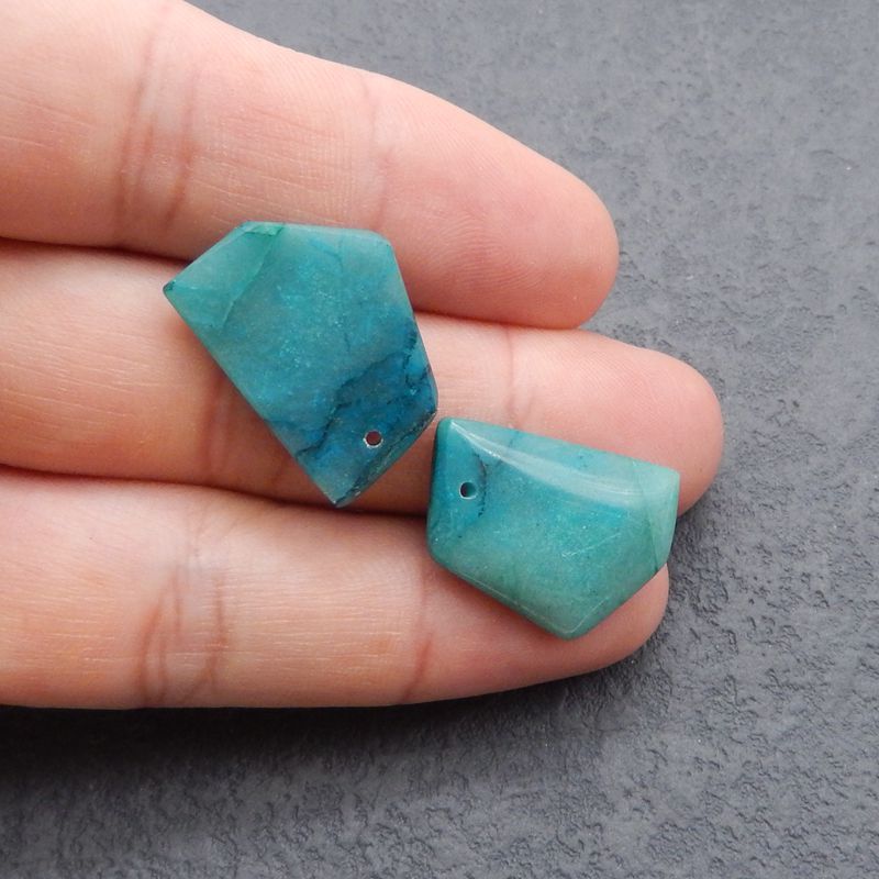 Natural Chrysocolla Earring Beads 23*17*4mm, 6.0g