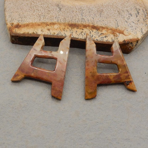 批发椰子化石耳环石对,耳环制作石,34x29x2mm,5.5g