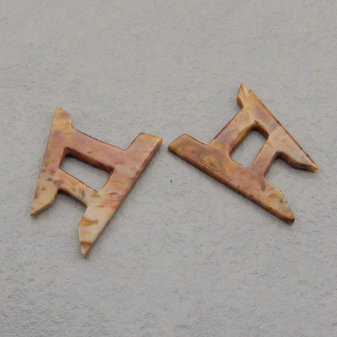 批发椰子化石耳环石对,耳环制作石,34x29x2mm,5.5g
