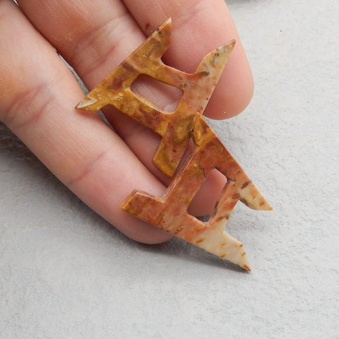 批发椰子化石耳环石对,耳环制作石,34x29x2mm,5.5g