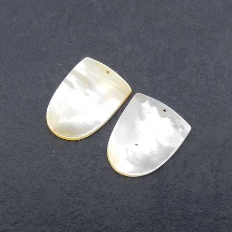 1 Pair Natural MOP (Mother Of Pearl) Gemstone Earrings Beads, Gemstone Earring Pair, Drilled Stone Earrings,26x20x3mm, 6.3g