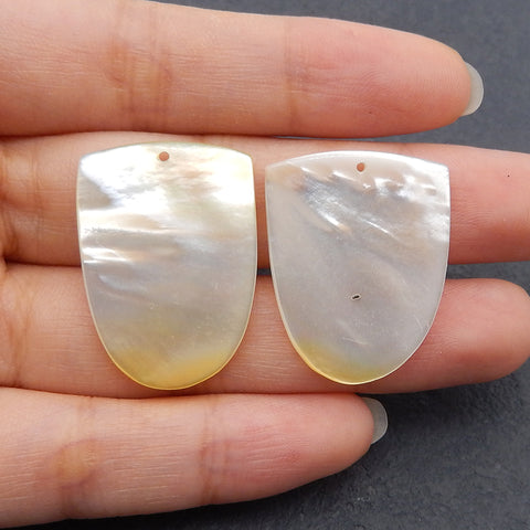 1 Pair Natural MOP (Mother Of Pearl) Gemstone Earrings Beads, Gemstone Earring Pair, Drilled Stone Earrings,26x20x3mm, 6.3g
