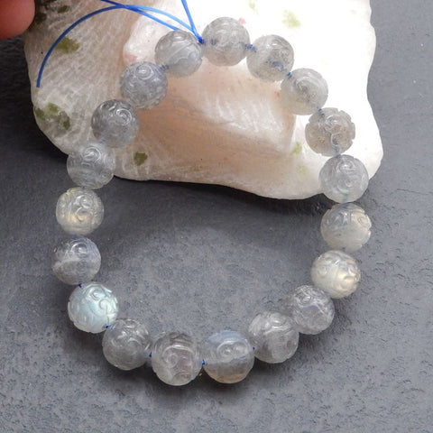 1 Strand Natural Labradorite Beads for Bracelet 10mm, 19cm length, 25.2g