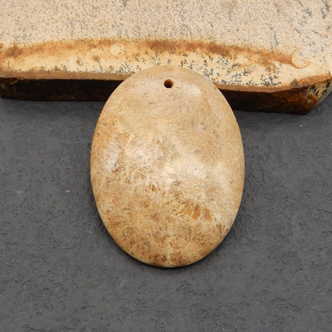 Natural Indonesian Coral Pendant Bead 40*30*5mm, 10.2g