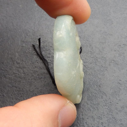 Natural Amazonite Carved "be safe"Pendant Bead 42*28*7mm, 15.4g