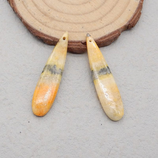 Natural BumbleBee Jasper Earring Beads 39*9*4mm, 4.7g