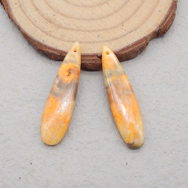 Natural BumbleBee Jasper Earring Beads 39*9*4mm, 4.7g