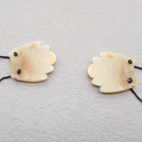 Natural Amazonite Carved Feather Earring Beads 30x20x5mm, 9g