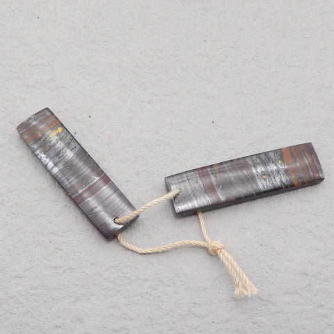 Vends 2 paires de boucles d'oreilles en fer Tiger'eye Gemstone, 40x10x3mm, 9g