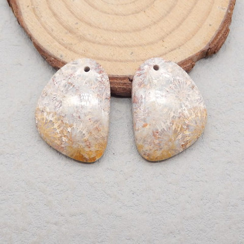 Natural Indonesian Coral Earring Beads 22*17*6mm, 7.4g