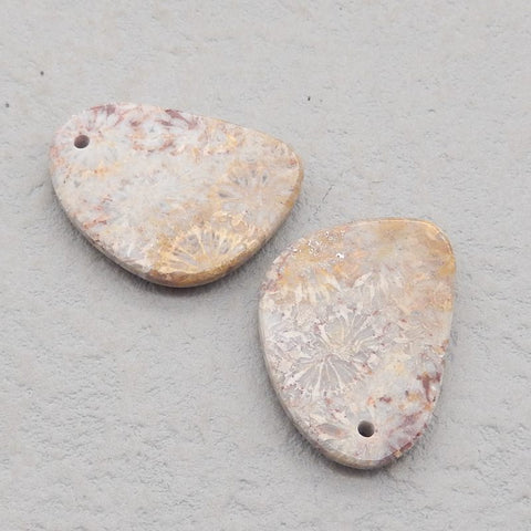 Natural Indonesian Coral Earring Beads 22*17*6mm, 7.4g