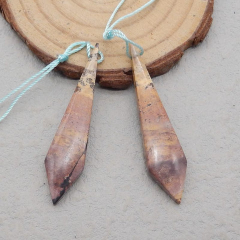 Natural Red Creek Jasper Earring Beads 41x11x3mm, 3.3g