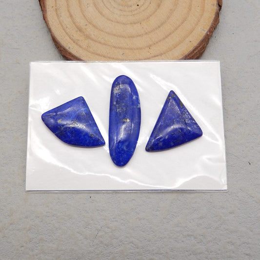 3 pcs Natural Lapis Lazuli Cabochons 31*10*3mm, 22*15*3mm, 6.4g