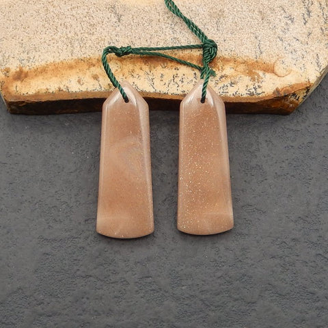 Natural Heliolite Sunstone Earring Beads 32x13x4mm, 6.4g