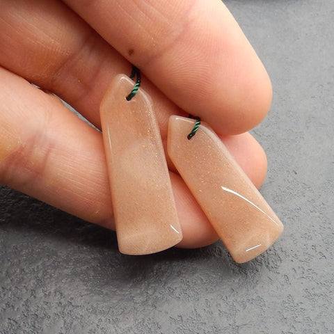 Natural Heliolite Sunstone Earring Beads 32x13x4mm, 6.4g