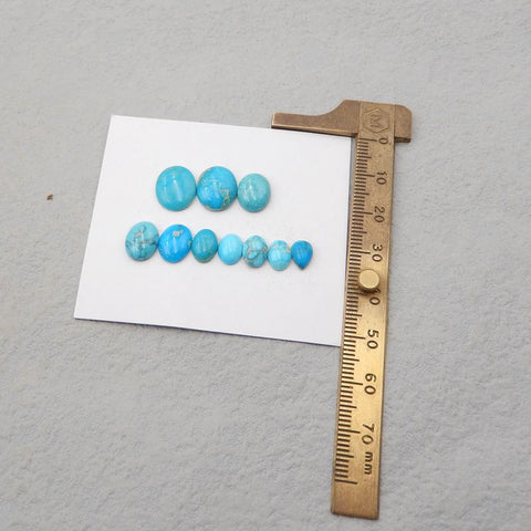 10 PCS Natural Turquoise Cabochons 12*10*3mm, 7*5*3mm 4g
