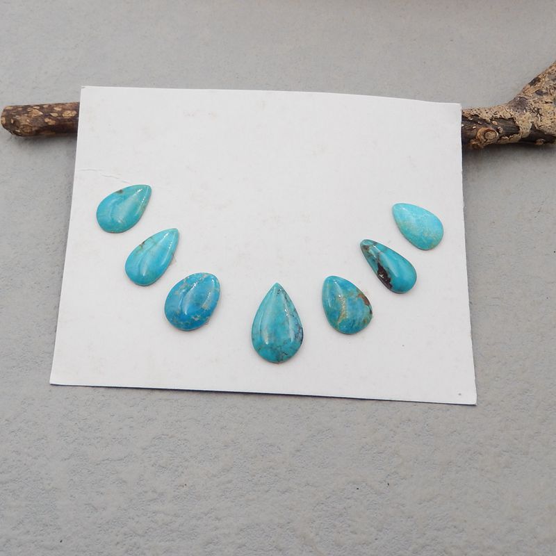 7 pcs Natural Turquoise Cabochons 18*12*3mm, 14*9*3mm 6g