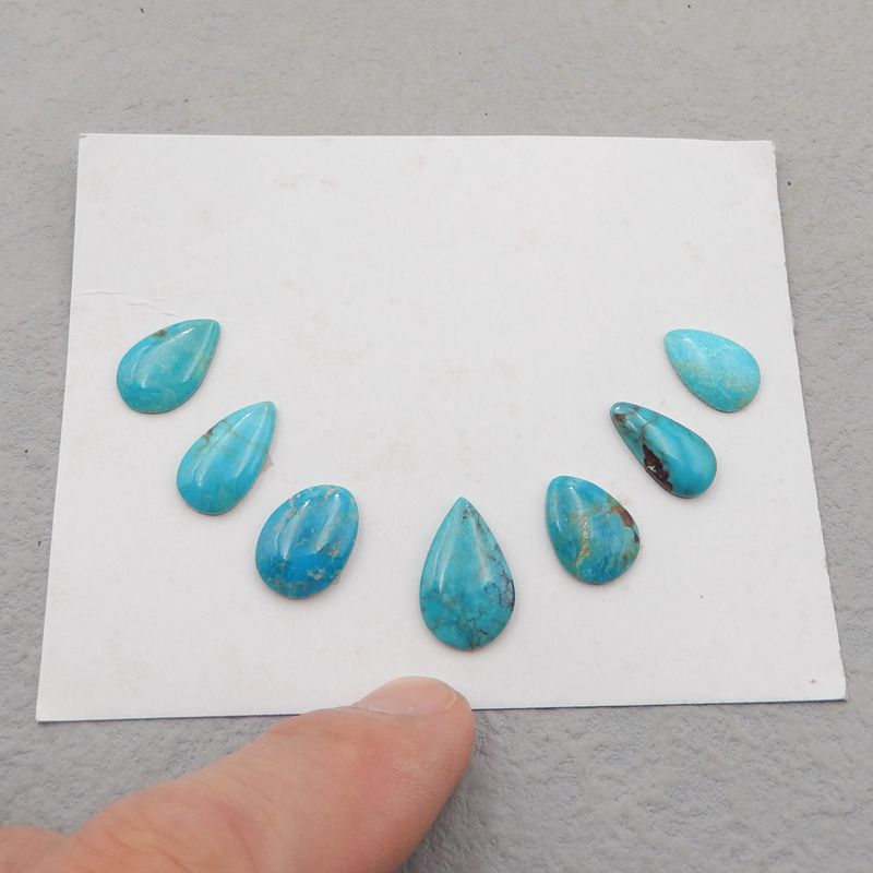 7 pcs Natural Turquoise Cabochons 18*12*3mm, 14*9*3mm 6g
