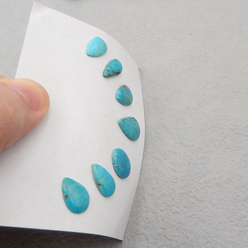7 pcs Natural Turquoise Cabochons 18*12*3mm, 14*9*3mm 6g