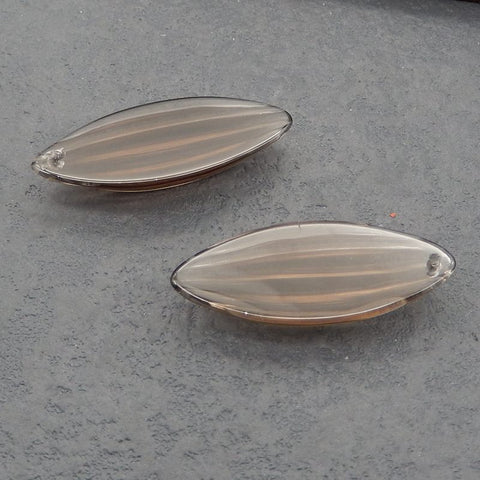 Natural Smoky Quartz Earring Beads 35x14x6mm (with drilling flaw)