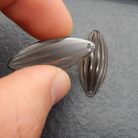 Natural Smoky Quartz Earring Beads 35x14x6mm (with drilling flaw)