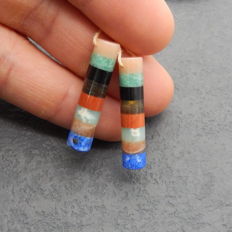 Intarsia of Natural Crystals Earring Beads 32*7*7mm, 6.4g