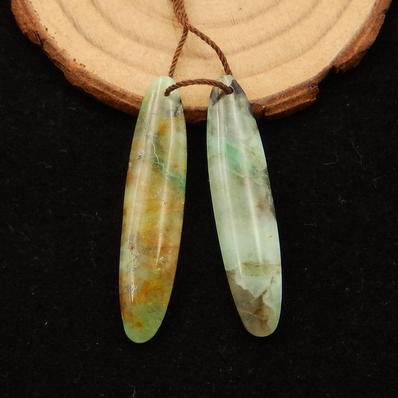 Natural Chrysocolla Earring Beads 43*9*4mm, 6.1g