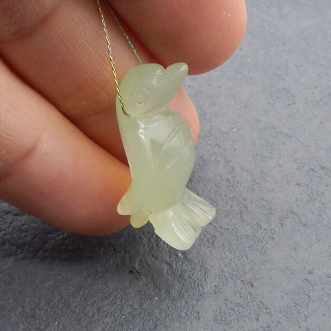 Natural Nephrite Jade Carved Penguin Pendant Bead ,23×27×11mm, 4g