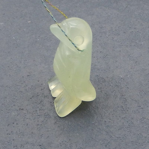 Natural Nephrite Jade Carved Penguin Pendant Bead ,23×27×11mm, 4g