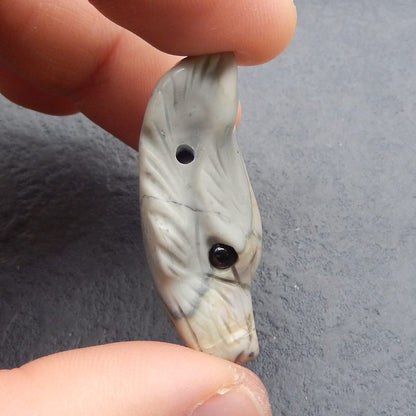 Natural Picasso Jasper Carved wolf head Pendant Bead 38*27*16mm, 18.3g