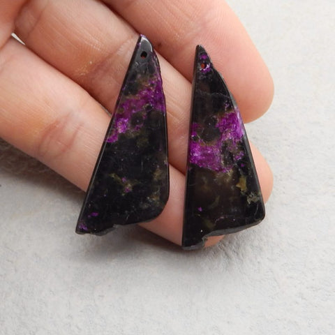 Natural Charoite Earring Beads 46*19*5mm, 11.5g