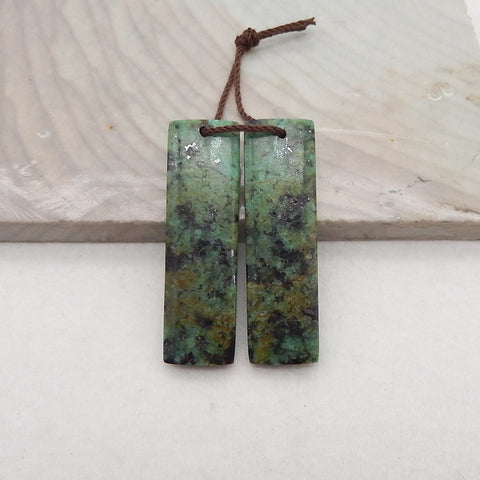 New 1 Pair Natural African Turquoise Gemstone Earring Beads,Popular Gemstone Earring Pair, Drilled Gemstone Pair, 36×11×4mm, 7.5g