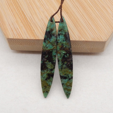 New 1 Pair Natural African Turquoise Gemstone Earring Beads,Popular Gemstone Earring Pair, Drilled Gemstone Pair, 46×8×3mm, 3.8g