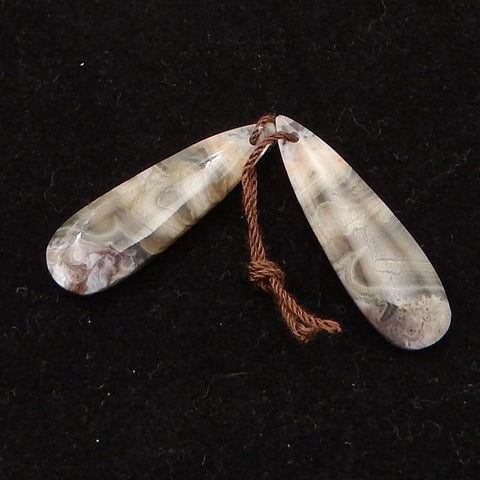 天然疯狂蕾丝玛瑙泪珠耳环石对,耳环制作石,29x10x5mm,4.3g