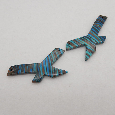 1 Pair Rainbow Jasper Double Holes Gemstone Earring Beads, Gemstone For Jewelry DIY Making, Gem Jewelry Gift, Drilled Gemstone Pair, 48×22×4mm, 7.5g