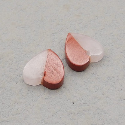 Intarsia of Pink Opal and Red River Jasper Earring Beads 13*12*3mm, 2.0g