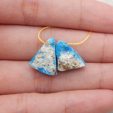 Nugget (Rough Sides) Natural Blue Opal Earring Beads, 16x12x7mm,3.2g