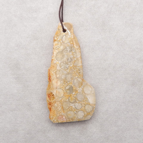 Nugget (Rough Sides) Natural Indonesian Fossil Coral Gemstone Pendant Bead,62x30x7mm, 17g