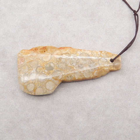 Nugget (Rough Sides) Natural Indonesian Fossil Coral Gemstone Pendant Bead,62x30x7mm, 17g
