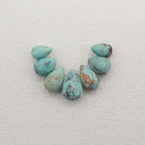 7 PCS Natural Beautiful Turquoise Teardrop Gemstone Pendant Beads SET For Necklace, Jewelry DIY Making, 11×7×7mm, 15×10×10mm, 6.8g