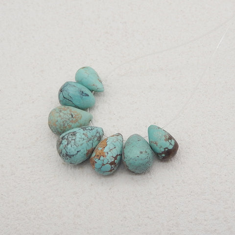 7 PCS Natural Beautiful Turquoise Teardrop Gemstone Pendant Beads SET For Necklace, Jewelry DIY Making, 11×7×7mm, 15×10×10mm, 6.8g