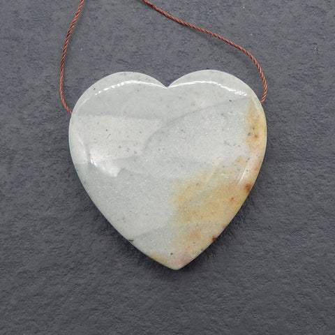Natural Wave Jasper Heart Gemstone Pendant Bead, Popular Drilled Pendant for DIY Making,47×45×8mm,26g