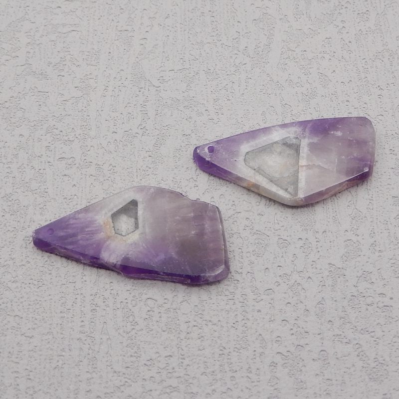 Natural Amethyst Earring Beads 30*22*3mm. 6.4g